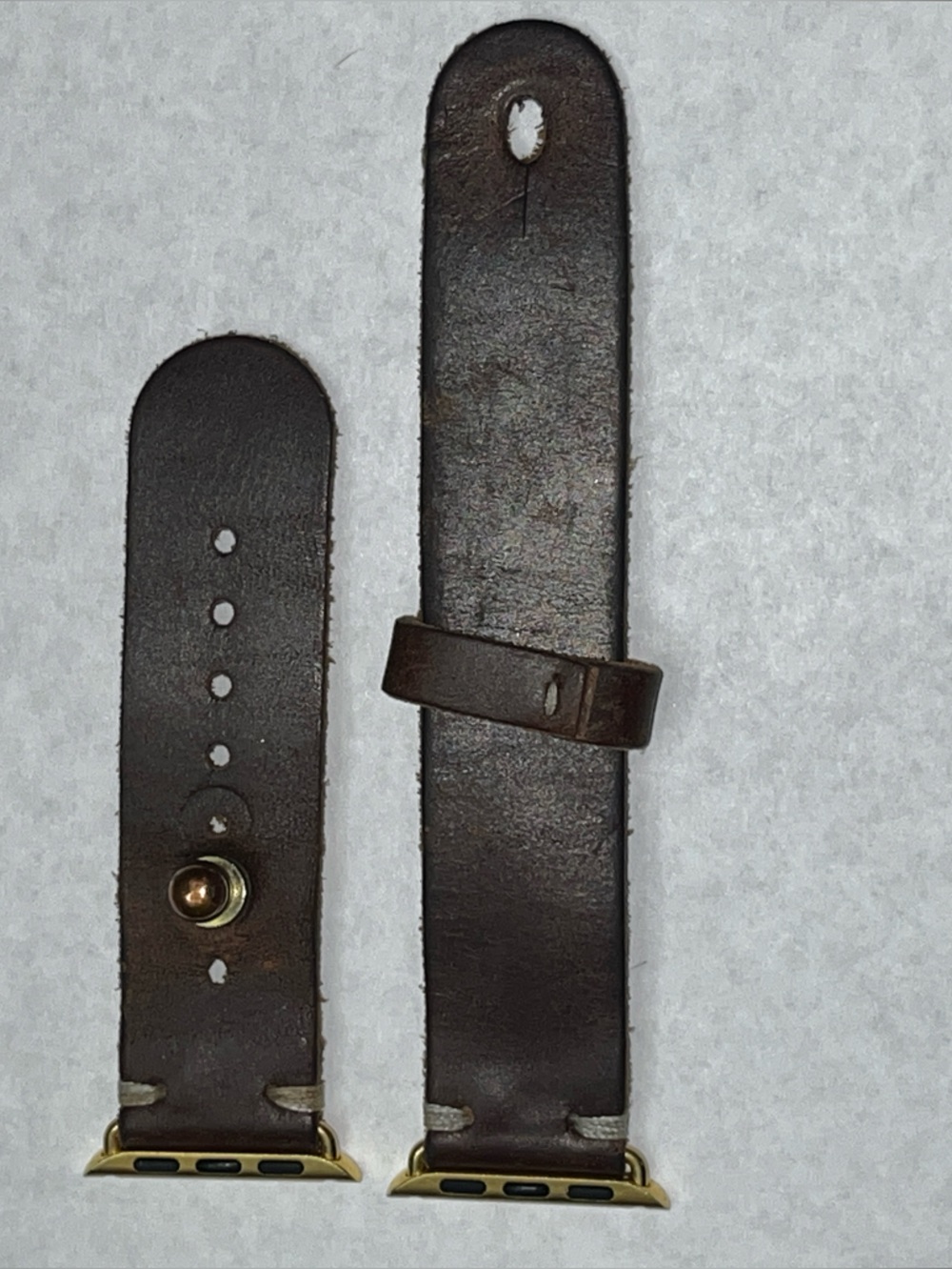 Brown Leather Watch Band with Gold Connectors for Apple Watch
